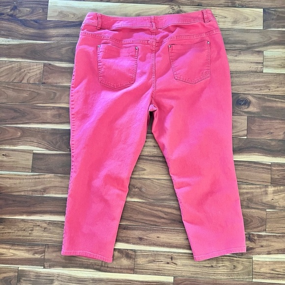 Lane Bryant 26 Skinny Coral Pink Capri Pants Denim Jeans Cotton Spandex - Picture 4 of 6